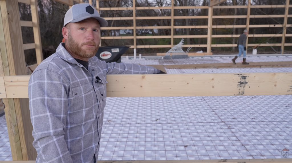 Heat-Sheet® panels installed and radiant tubing secured — the shop floor is fully prepared and ready for the concrete pour.